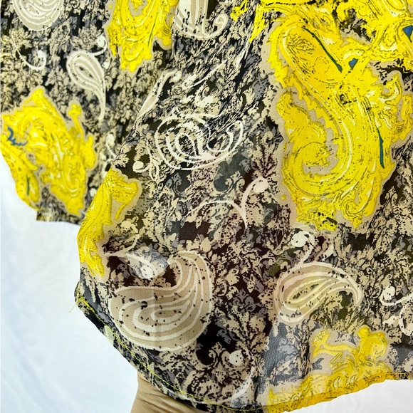 Unique Spectrum Yellow and Gray Boho Sheer Top / large - Picture 5 of 7